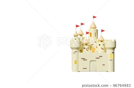 3d sand castle with towers, fort, gates and flags isolated. summer vacation concept, 3d render illustration 3d sand castle with towers, fort, gates and flags isolated. summer vacation concept, 3d render illustration 96764983