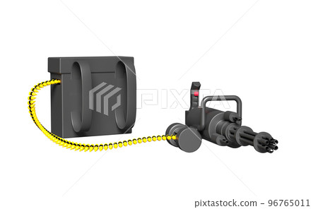 3d minigun system rotary or machine gun weapon automatic isolated. 3d render illustration 96765011