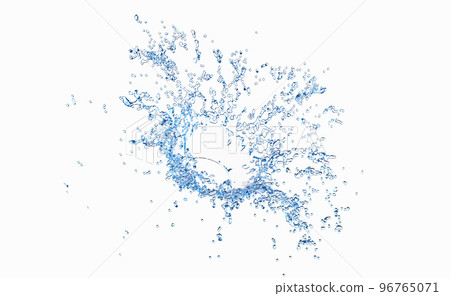3d clear blue water scattered around, water splash transparent, isolated on white background. 3d render illustration 3d clear blue water scattered around, water splash transparent, isolated on white background. 3d render illustration 96765071