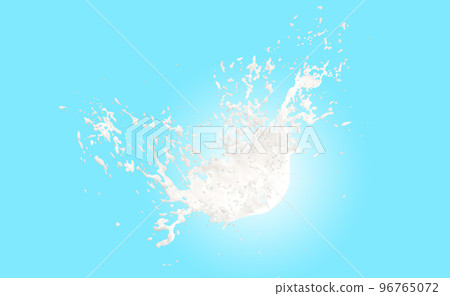 3d milk or yogurt ripple splash isolated on blue background. 3d render illustration 3d milk or yogurt ripple splash isolated on blue background. 3d render illustration 96765072