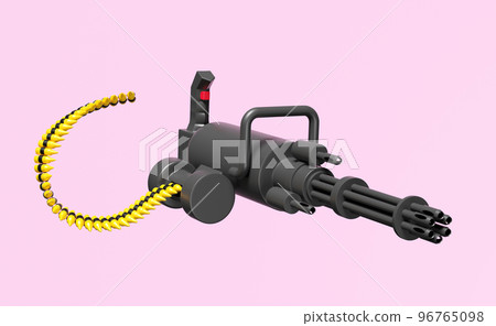 3d minigun system rotary or machine gun weapon automatic isolated on pink background. 3d render illustration, clipping path 3d minigun system rotary or machine gun weapon automatic isolated on pink background. 3d render illustration, clipping path 96765098