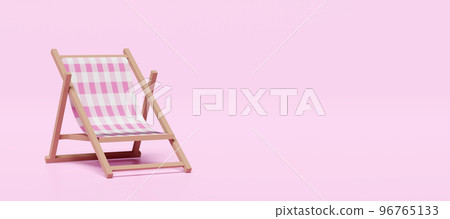 3d beach chair with copy space isolated on pink background. 3d render illustration, include clipping path 96765133