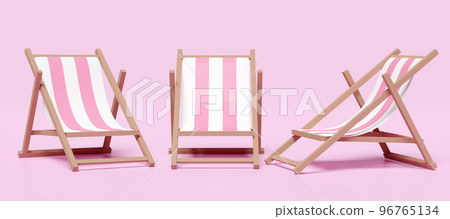 3d beach chair set isolated on pink background. 3d render illustration ,include clipping path 96765134