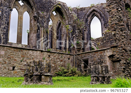 Twelve sided Chapter House - monastic ruins - Margam Country Park 96765327