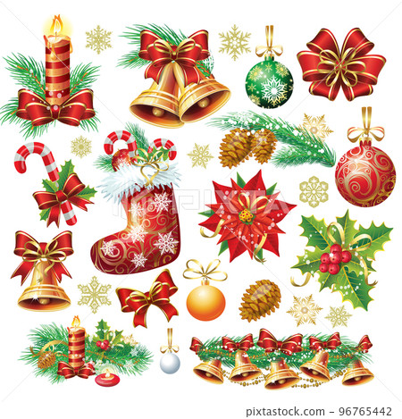 Christmas and Happy New Year objects collection 96765442