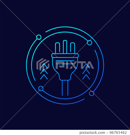 electric plug with 3 pins line vector icon 96765462