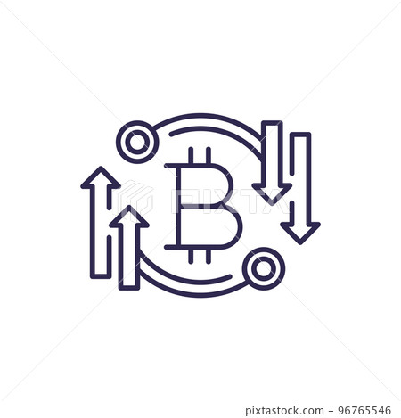 bitcoin trading line icon, vector 96765546