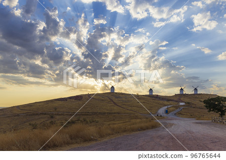windmills in Alcazar de San Juan, Castile la Mancha, Spain windmills in Alcazar de San Juan, Castile la Mancha, Spain 96765644