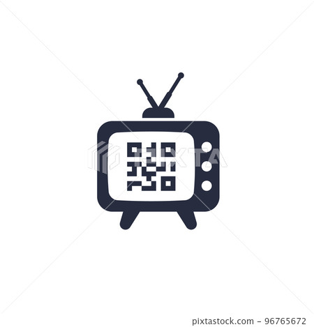 old tv and qr code icon old tv and qr code icon 96765672