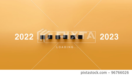 Cube loading bar expressing the transition from 2022 to 2023 96766026
