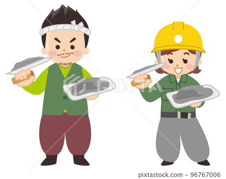 泥水匠男人和女人水泥木匠 96767006