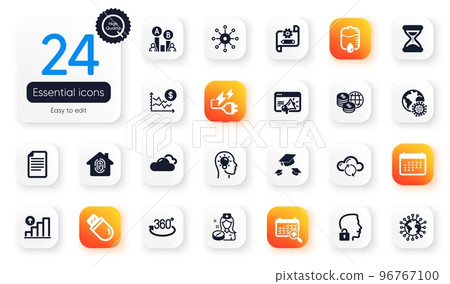 Set of Science flat icons. Drop counter, Unlock system and Multichannel elements for web application. File, Ab testing, Fingerprint access icons. Medical calendar, Cogwheel blueprint. Vector Set of Science flat icons. Drop counter, Unlock system and Multichannel elements for web application. File, Ab testing, Fingerprint access icons. Medical calendar, Cogwheel blueprint. Vector 96767100