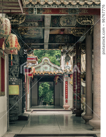Architecture perspective view and Exit door at Wat thamma katanyu or Tham Katanya Shrine Foundation. 96767776