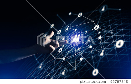 Creating modern wireless technologies as means of communucation and networking on dark background Creating modern wireless technologies as means of communucation and networking on dark background 96767848