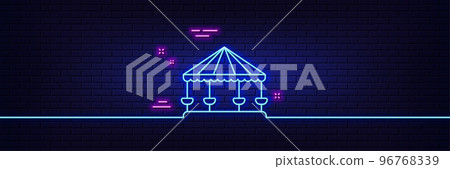 Neon light glow effect. Carousels line icon. Amusement park sign. 3d line neon glow icon. Brick wall banner. Carousels outline. Vector Neon light glow effect. Carousels line icon. Amusement park sign. 3d line neon glow icon. Brick wall banner. Carousels outline. Vector 96768339
