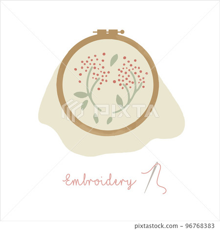 Hand-drawn isolated clip art illustration of vintage embroidery hoop Hand-drawn isolated clip art illustration of vintage embroidery hoop 96768383