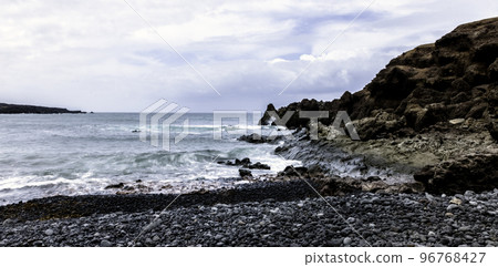 Black beach near El Golfo, Lanzarote, Spain Black beach near El Golfo, Lanzarote, Spain 96768427