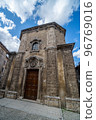 Walk in old streets of Scanno town in Italy 96769016