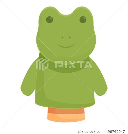 Green frog puppet icon cartoon vector. Theater show. Stage sock Green frog puppet icon cartoon vector. Theater show. Stage sock 96769947