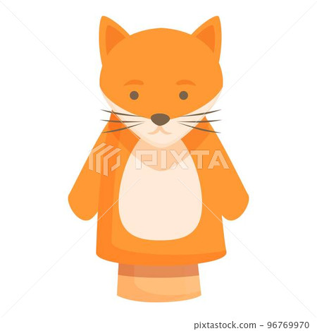 Fox puppet icon cartoon vector. Child show. Doll animal Fox puppet icon cartoon vector. Child show. Doll animal 96769970