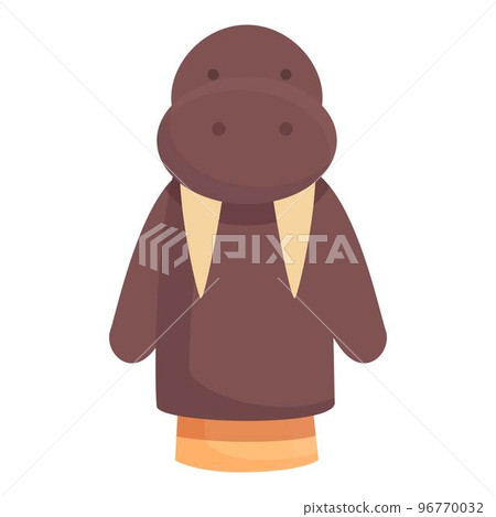 Walrus doll icon cartoon vector. Puppet show. Child play Walrus doll icon cartoon vector. Puppet show. Child play 96770032