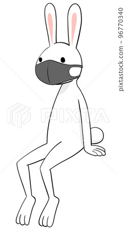 (Anime painting) Illustration of a rabbit wearing a urethane mask 96770340