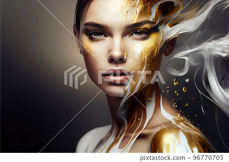 Beauty shot with liquid gold 96770705