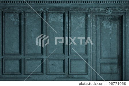 Classic wall of old stucco panels blue paint Classic wall of old stucco panels blue paint 96771068