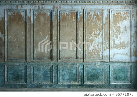Classic wall of old stucco panels paint 96771073