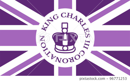 Poster for King Charles III Coronation with British flag vector illustration.  96771253