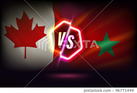 Canada versus Morocco game template. 3d vector illustration with neon effect Canada versus Morocco game template. 3d vector illustration with neon effect 96771449