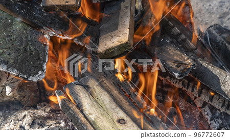 closeup fire in a campfire closeup fire in a campfire 96772607