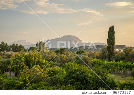 A landscape view of the interior of the Rhodes island. A landscape view of the interior of the Rhodes island. 96773137