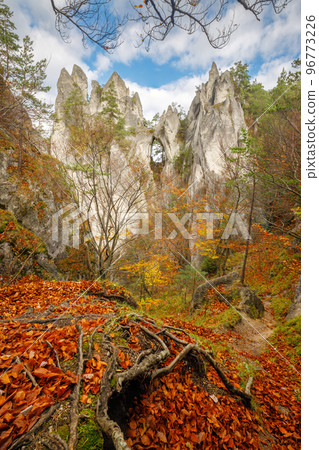 Autumn mountain landscape with rocky gate. 96773226