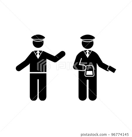 Public transportation ticket inspector icon set 96774145