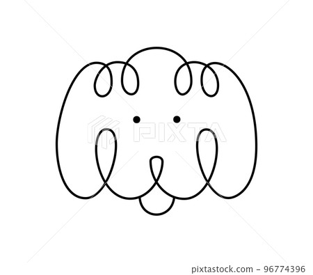 Vector cute one line dog poodle face logo. Minimalist pet in abstract hand drawn scandinavian style. Continuous line artwork for banner, book design, web illustration 96774396