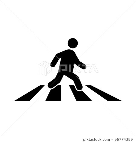 man walking on pedestrian crossing icon 96774399