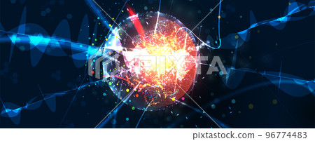 Quantum processing. Deep learning artificial intelligence. Future new technology for business or science presentation Quantum processing. Deep learning artificial intelligence. Future new technology for business or science presentation 96774483