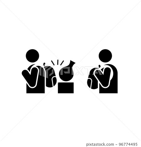 Carry your backpack in front in museums icon symbol Carry your backpack in front in museums icon symbol 96774495
