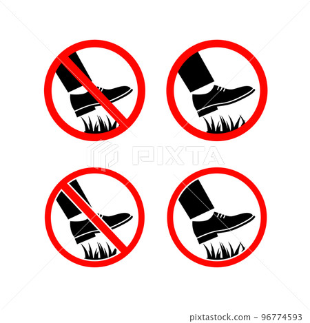 Do not walk on grass sign with shoe icon 96774593