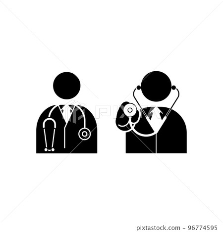 Doctor portrait with stethoscope icon set Doctor portrait with stethoscope icon set 96774595
