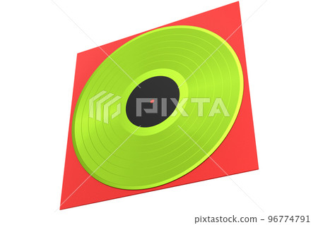Black vinyl LP record with cover isolated on white background. Black vinyl LP record with cover isolated on white background. 96774791