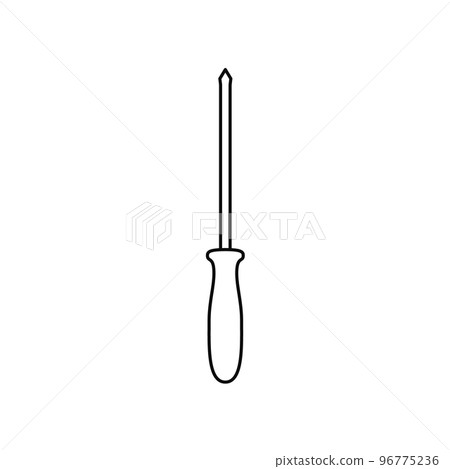 Screwdriver icon on white backdrop. Outline simple vector illustration. Isolated object. Screwdriver icon on white backdrop. Outline simple vector illustration. Isolated object. 96775236