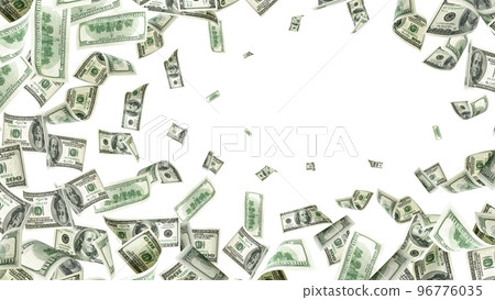 Dollar sign. American money. Cash white background, us bill. Money falling. 96776035