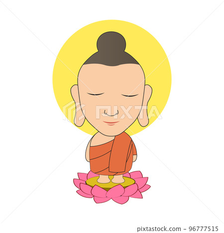 Clipart of cartoon version of lord of buddha stand 96777515