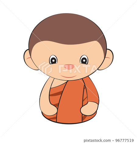 Clipart of cartoon version of monk sitting 96777519