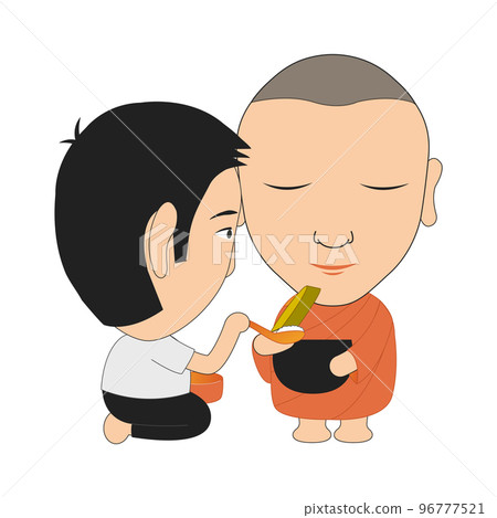 Clipart of cartoon version of monk offer for food Clipart of cartoon version of monk offer for food 96777521