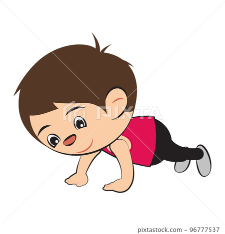 Clipart of cartoon version of man work out by pushups 96777537