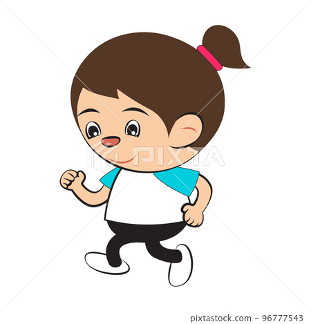 Clipart of cartoon version of woman work out by running 96777543
