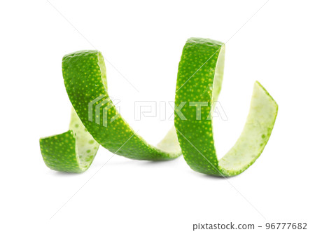 Peel of fresh ripe lime isolated on white 96777682